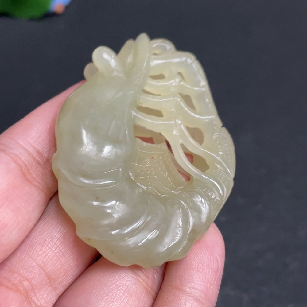 H28243696 Hetian Jade Pendant Shrimp Total Weight About 38.8g