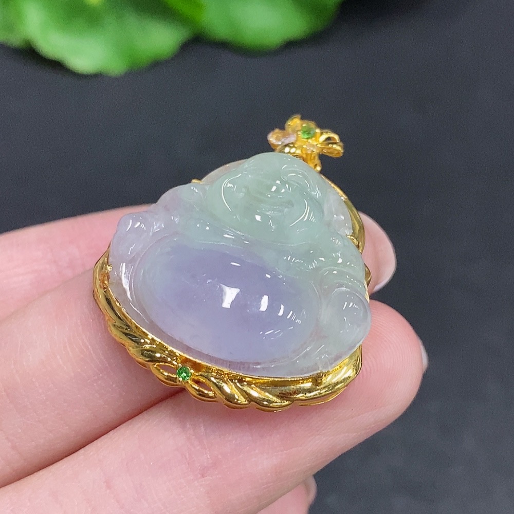 F34002844 Jadeite Buddha Pendant 18k Gold Total Weight Approx. 6g With Diamond Accents (Minimum Side Stones Only)