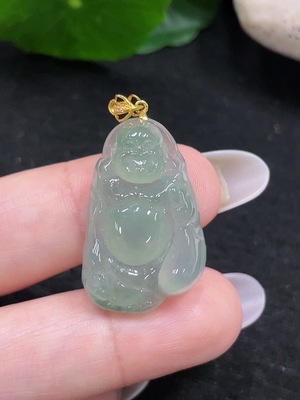 F33916524 Jadeite Maitreya Pendant with 18K Gold, Total Weight Approx. 5.2g
