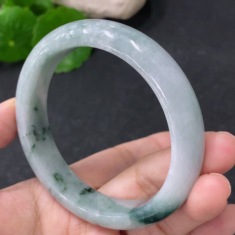 F33887331 Jadeite Round Bracelet, Total Weight Approx. 56.47g, Contains Other Mineral Components, Size 55.8