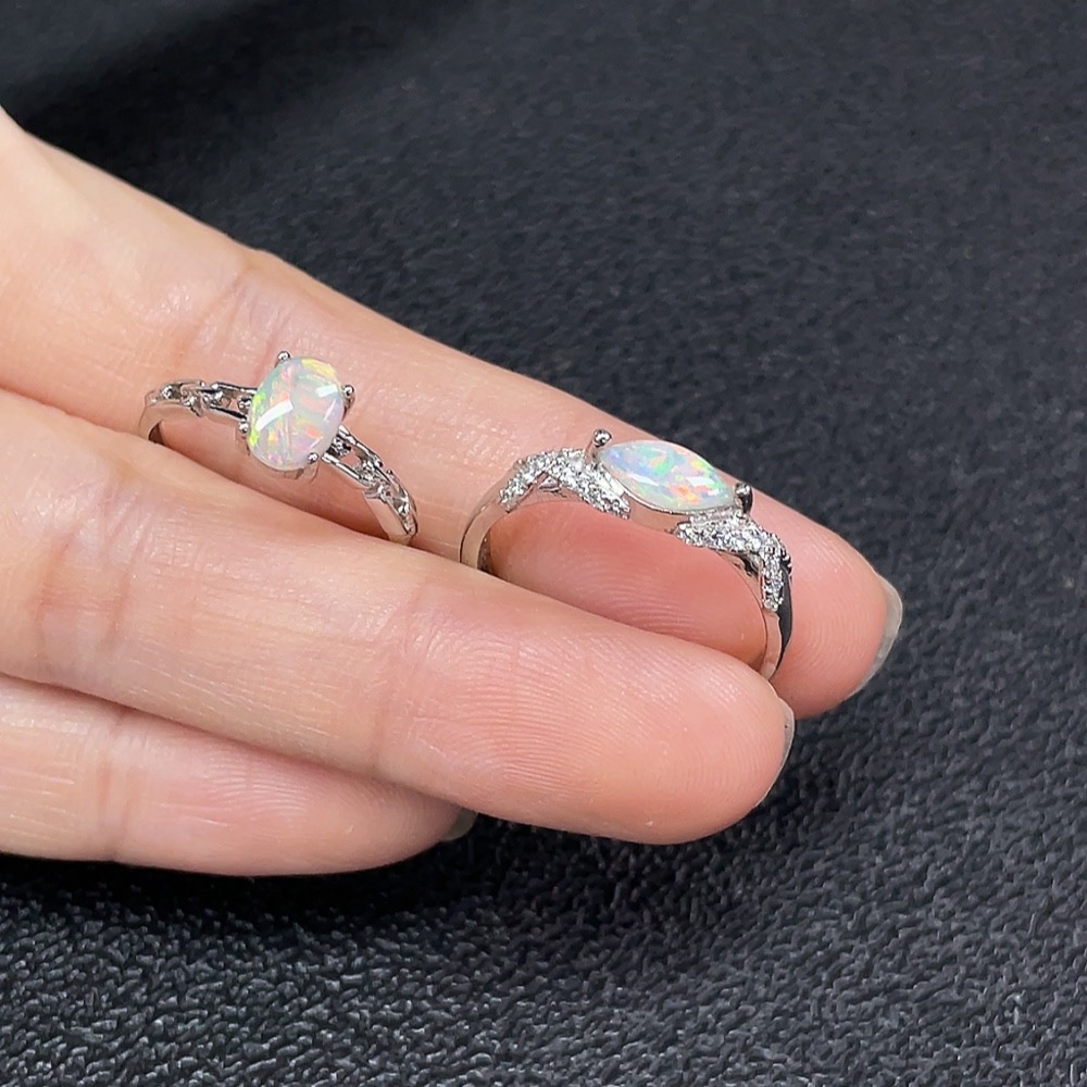 C34949587 Opal Ring, Non-Gold, Adjustable, Total Weight Approx. 3.6g, Sell as a Lot
