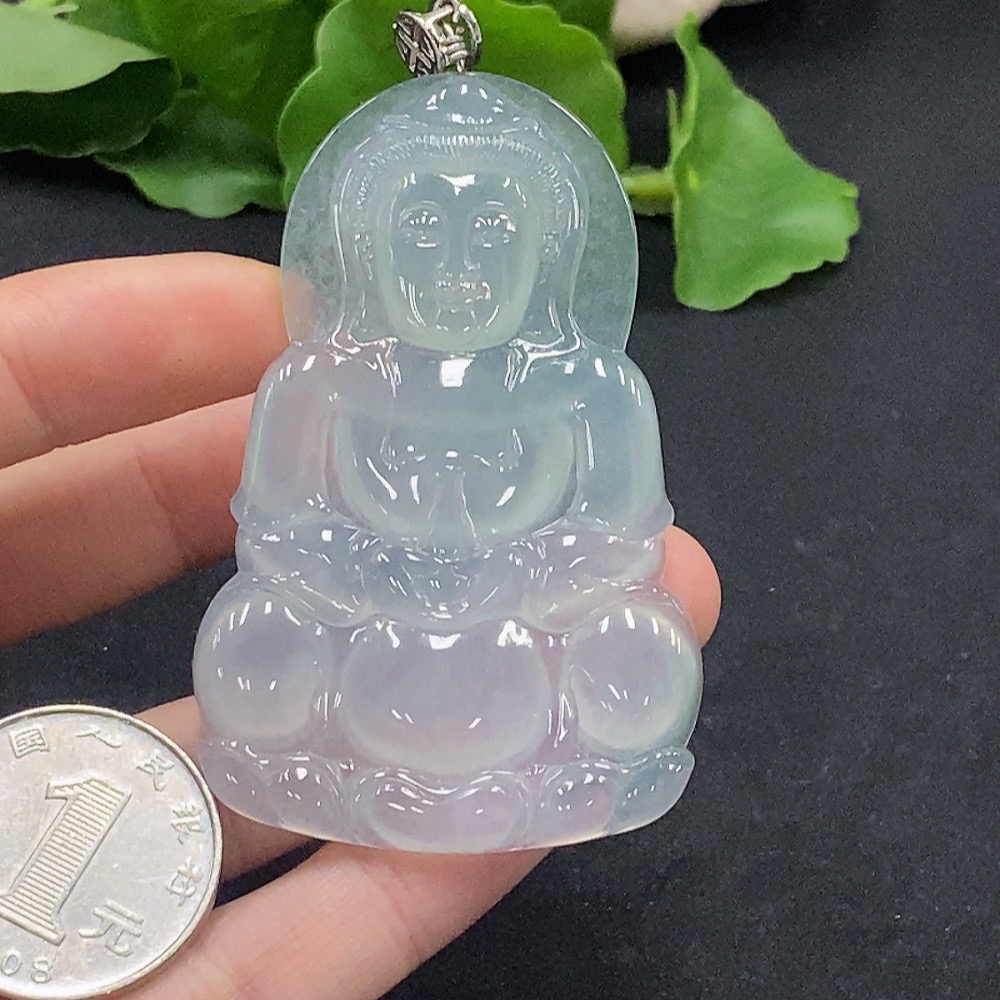 F32820203 Jadeite Guanyin Pendant Non-gold Inlaid Total Weight Approx. 26.37g