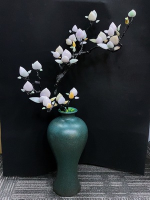 F31623473 Jadeite Flowering Wealth Ornament (Color Origin Undetermined)