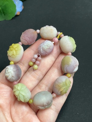 H32736675 Salt-Source Agate Flowering and Prosperity Bracelet, Total Weight Approx. 61g