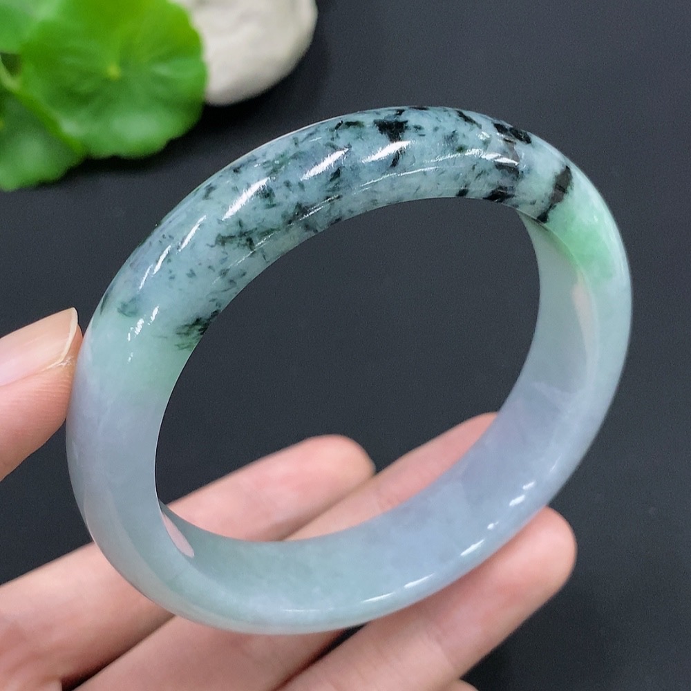F23564189 Jadeite Round Bangle Size 57 Containing Other Minerals Total Weight 62.243g