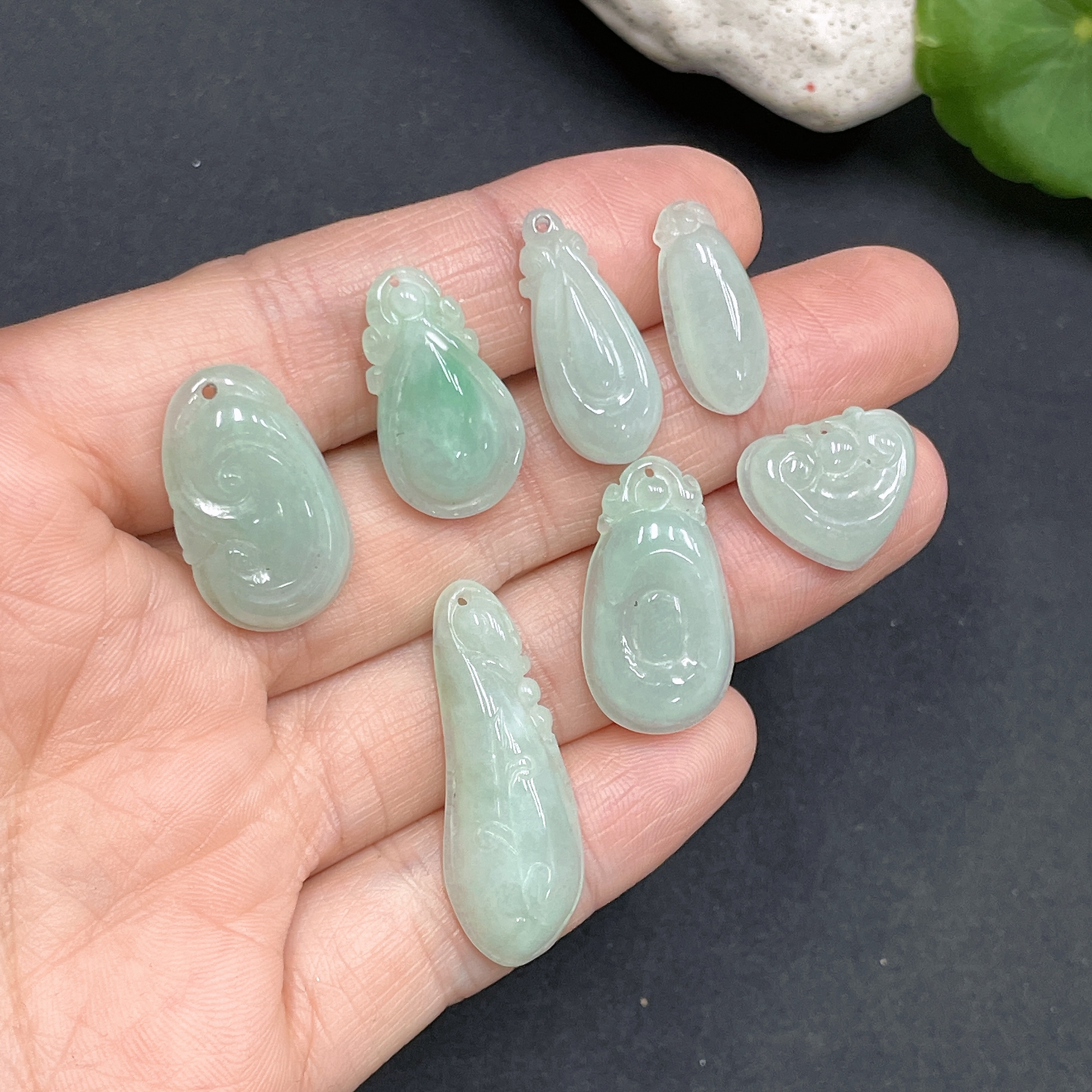 F13431871 Jadeite Inlaid Pendant Set (Sold as a Lot)