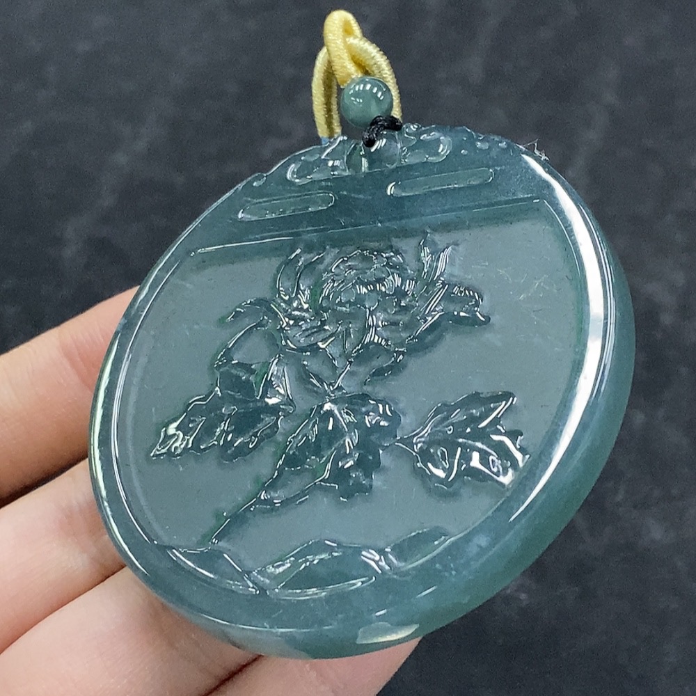F34965245 Jadeite Pendant Flower Total Weight Approx. 42.97g