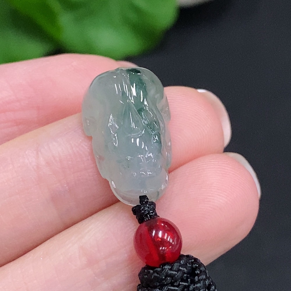 F34003234 Jadeite Pixiu Pendant Total Weight Approx. 4.4g (Including Rope Weight) Beads Not Jadeite