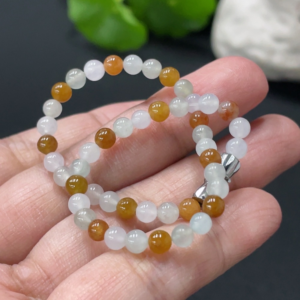 F32721198 JadeiteBeaded Bracelet Approx. 4mm Non-Gold Clasp Total Weight 6.12g Color Origin Undetermined