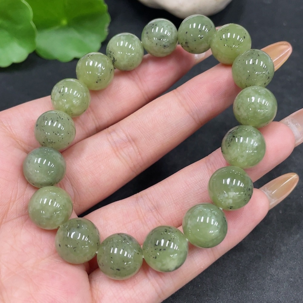 H32822814 Hetian Jade Bracelet, Approx. 11.7mm Beads, Total Weight About 44.7g