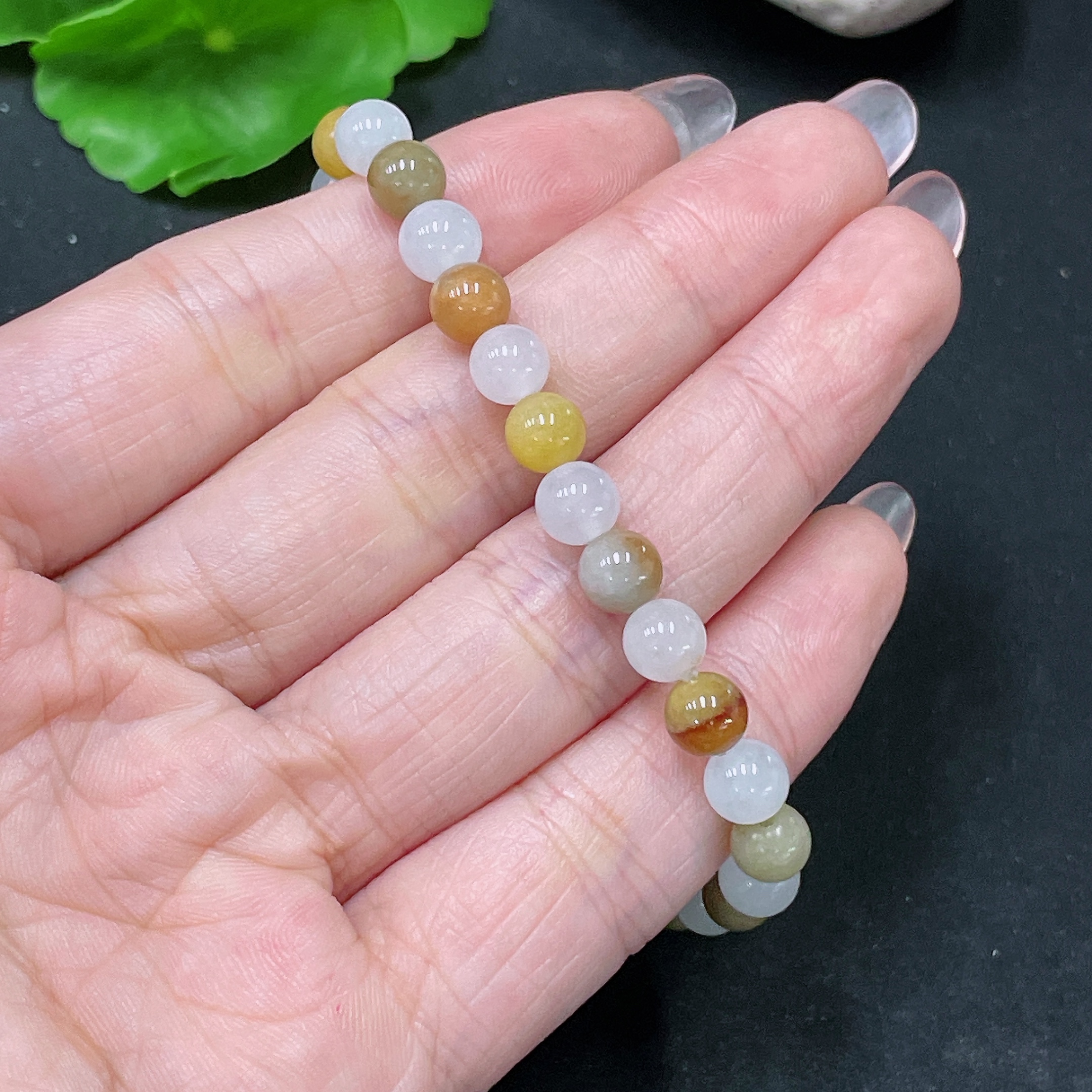 F34021844 Jadeite Beads Yellow Red Color Origin Undetermined Total Weight Approx.12.4g Size Approx.6.1mm