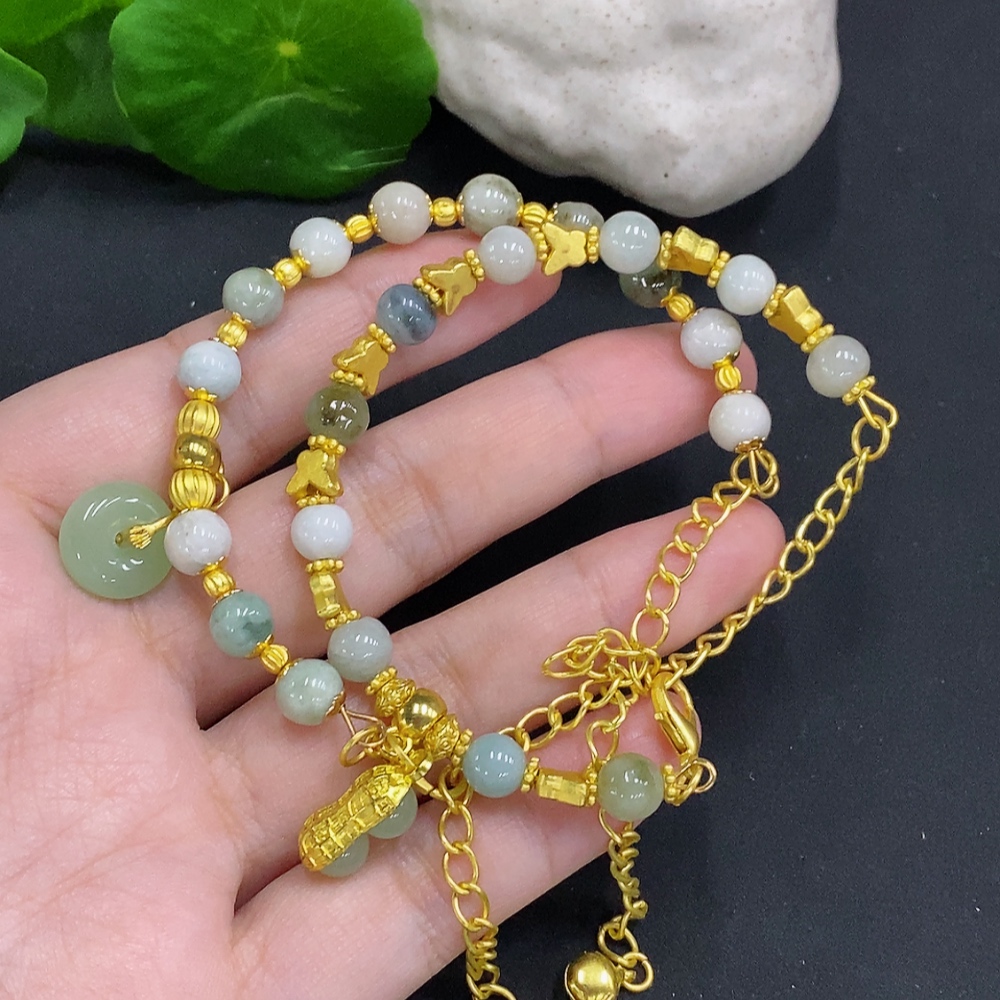 F34001796 Jadeite Beads Strand Sell as a Lot Non-Gold Setting (Contains Other Mineral Components) (Matching Beads Non-Grade A)