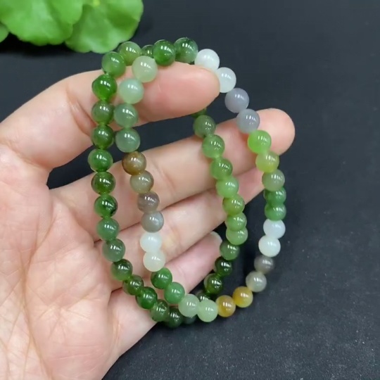 H34986204 Hetian Jade Bead Necklace, Approx. 5.4mm, Total Weight Approx. 19.9g