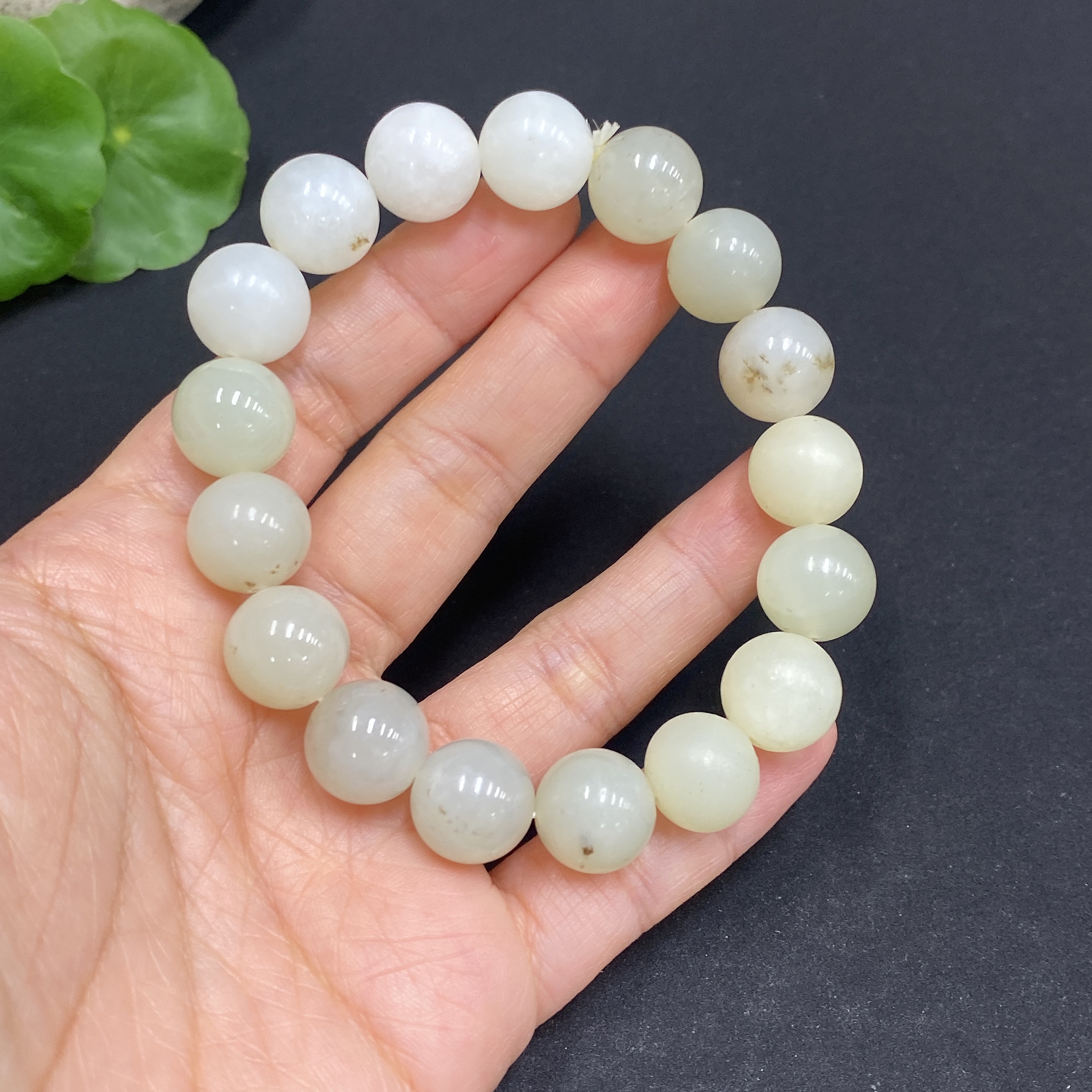 H32795849 Hetian Jade Bracelet, approx. 11.8mm, total weight approx. 45.1g, containing other mineral components