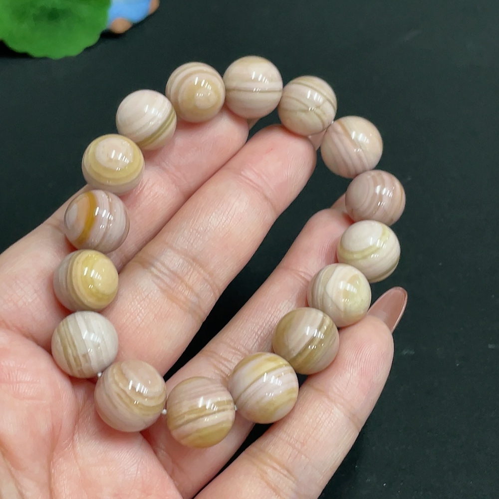 H35101175 Alashan Agate Bracelet, Approx. 12.3 mm, Containing Other Mineral Components, Total Weight Approx. 41.4g