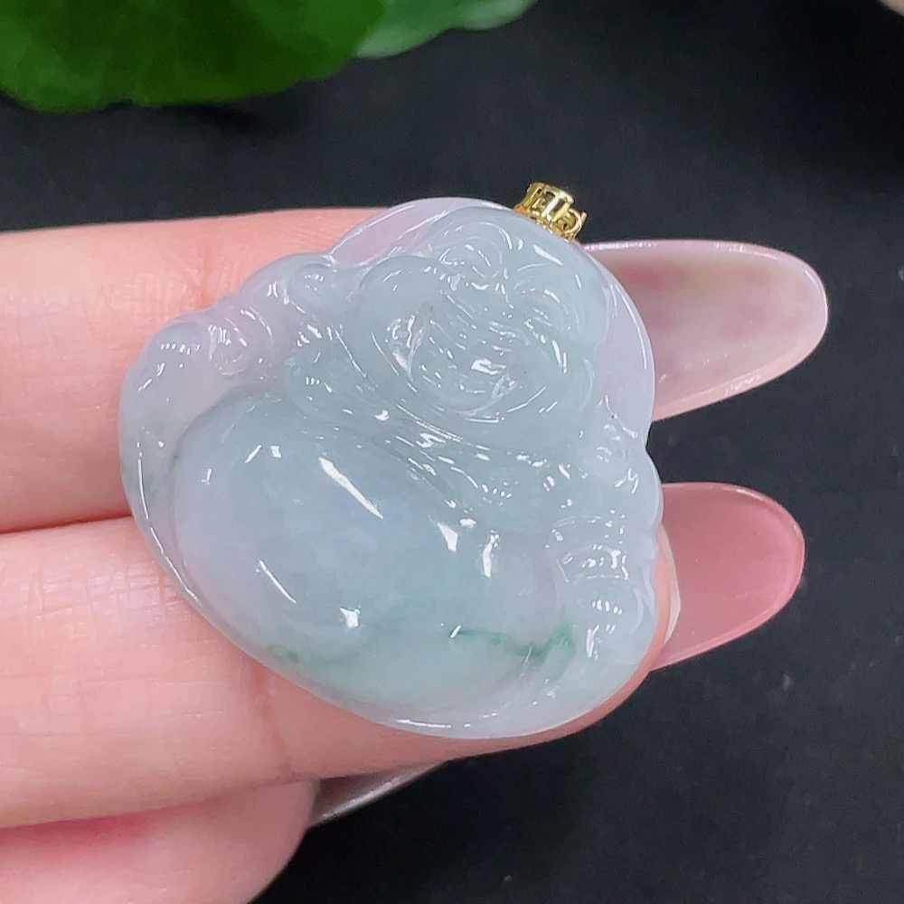 F34013869 Jadeite Buddha Pendant 18K Gold Total Weight Approx. 6.79g