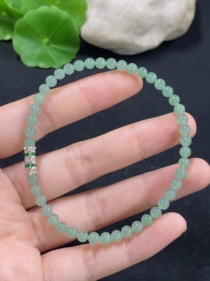 F46599966 翡翠手串 卡4.2mm左右  非金镶 货品总重约7g
