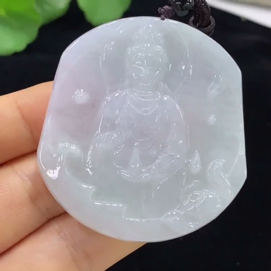 F34975220 Jadeite Guanyin Pendant Total Weight Approx. 30.2g (Beads Non-Natural) (Incl. Cord Weight)