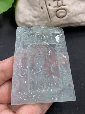 F43177928 翡翠观音牌挂件 货品总重约36.2g