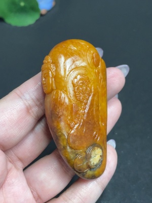 H32805545 Hetian Jade Pendant - Patriarch Bodhidharma - Contains Other Mineral Components - Undetermined Skin Color Origin - Total Weight Approximately 55.7g