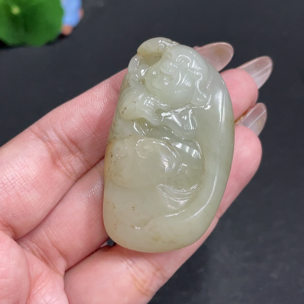 H29326181 Hetian Jade Seed Material Pendant - Buddha Statue - Undetermined Skin Color Origin - Total Weight Approx. 42.1g