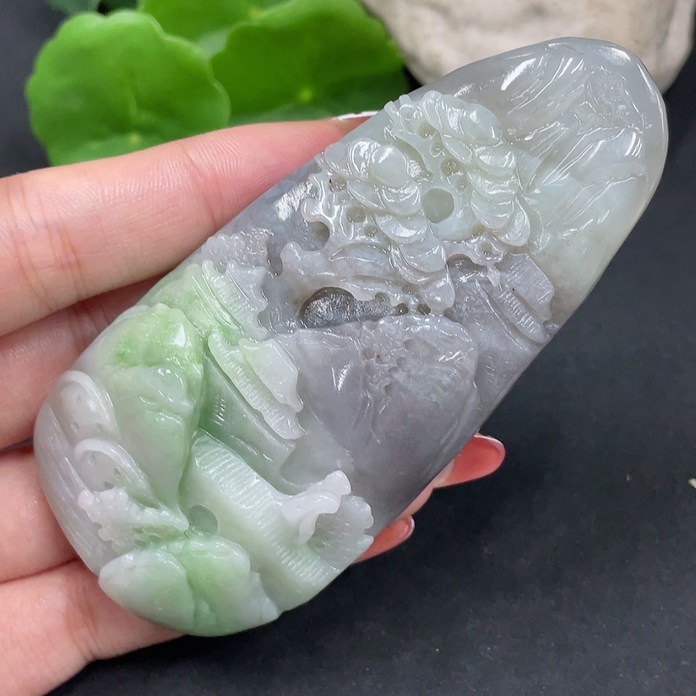 H34027725 Hetian Jade Handheld Piece Landscape Total Weight Approximately 130.9g