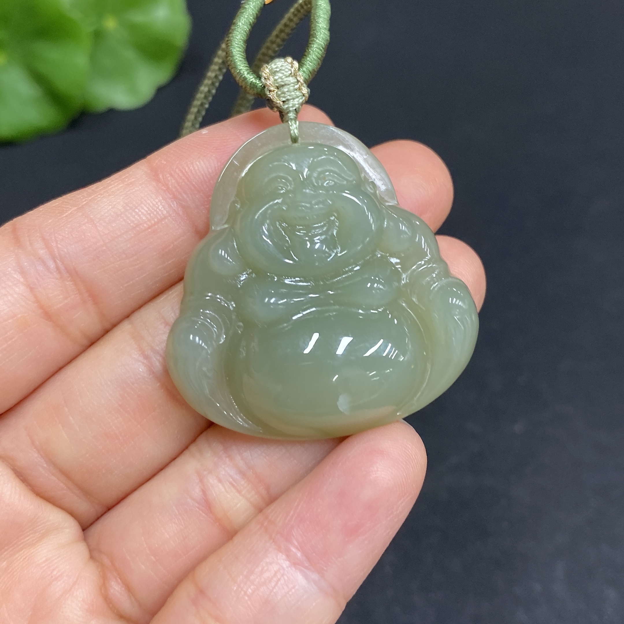 H32702854 Hetian Jade Pendant Buddha Total Weight (including rope) approx. 18g