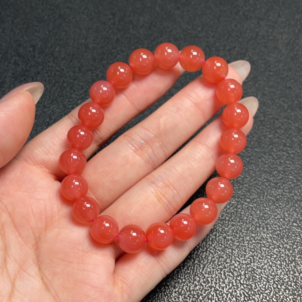 C34040936 South Red Agate Bracelet with Visible Organic Matter, Total Weight Approx. 22.36g, Size ~9.2mm