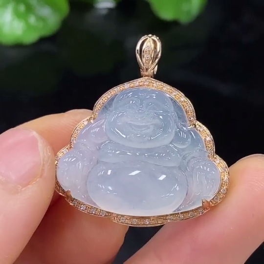 F25923543 Jadeite Buddha Pendant with 18K Gold Setting, Total Weight Approx. 5.83g