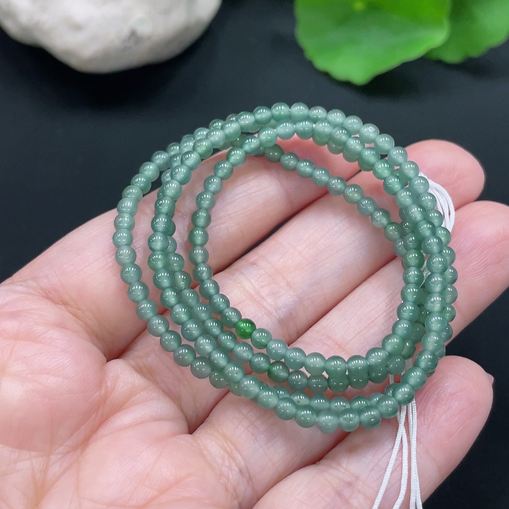 F24737830 Jadeite Bead Necklace Total Approx. Weight 7.79g Size Approx. 3mm