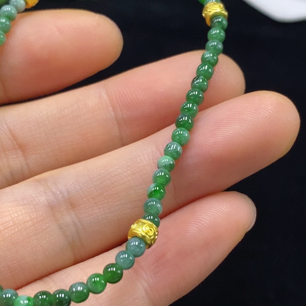 F33911729 Jadeite Beads Bracelet Approx. 2.8mm Total Weight Approx. 3.5g Non-Gold