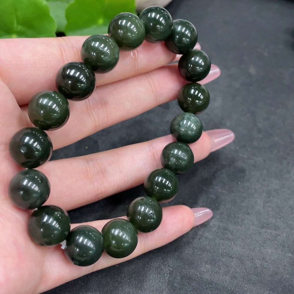 H33897525 Hetian Jade Bracelet Approx.11.6mm Total Weight Approx.44.9g