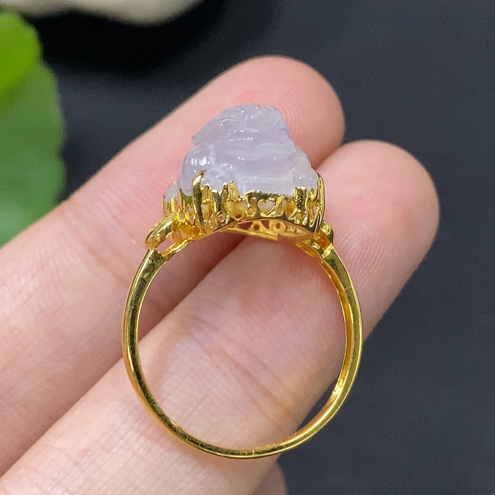 F28249694 Jadeite Inlaid with 18k Gold, Total Weight Approx. 3.24g, Size 14