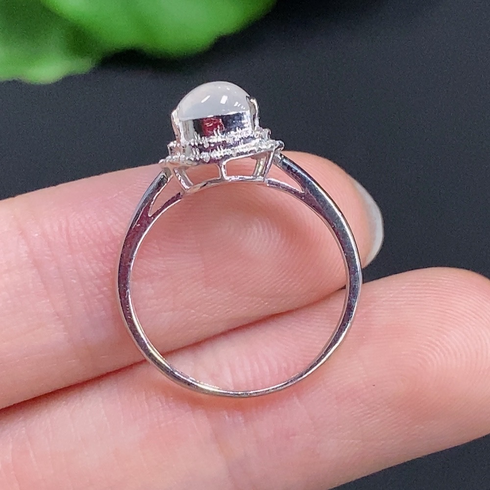 F30543066 Jadeite Gourd Inlaid Ring 18k Gold Total Weight approx.1.8g Size 10 With Diamond