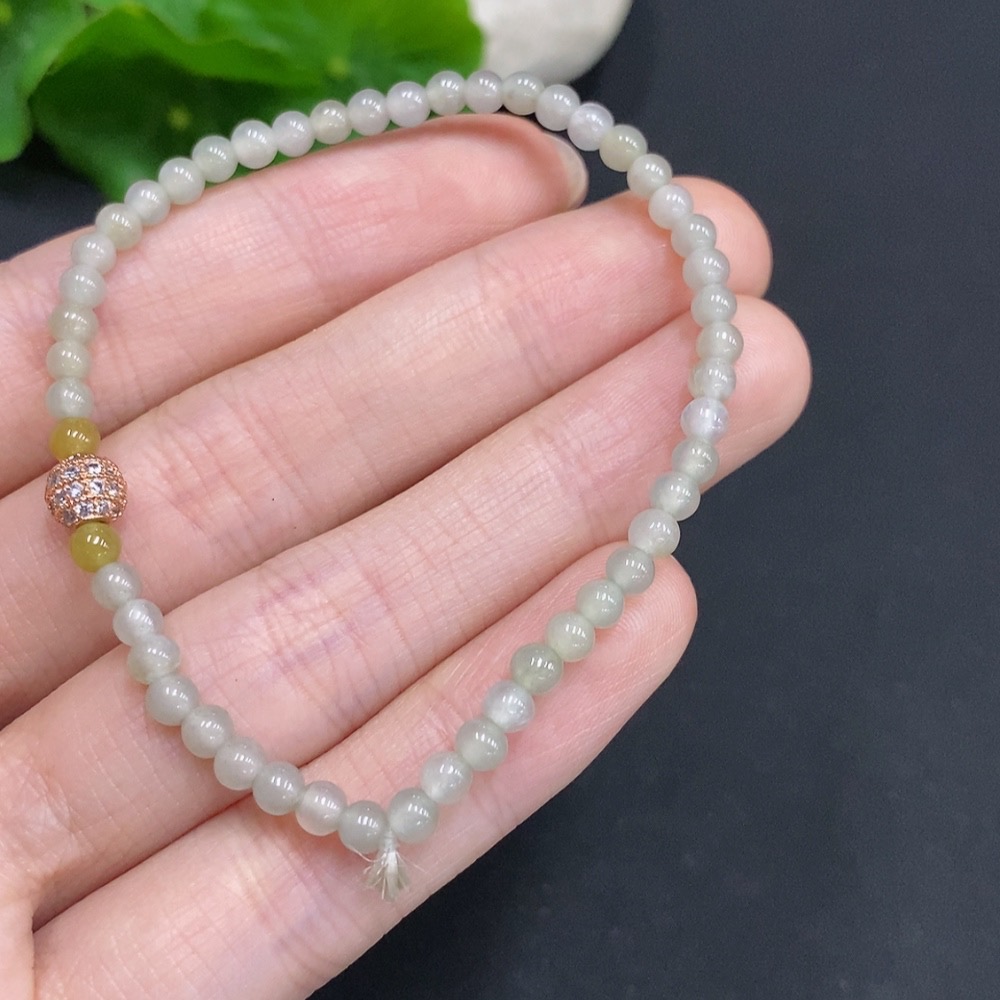 F35159727 Jadeite Bracelet Non-Gold Inlaid Total Weight Approx. 4.2g Size 3.7mm