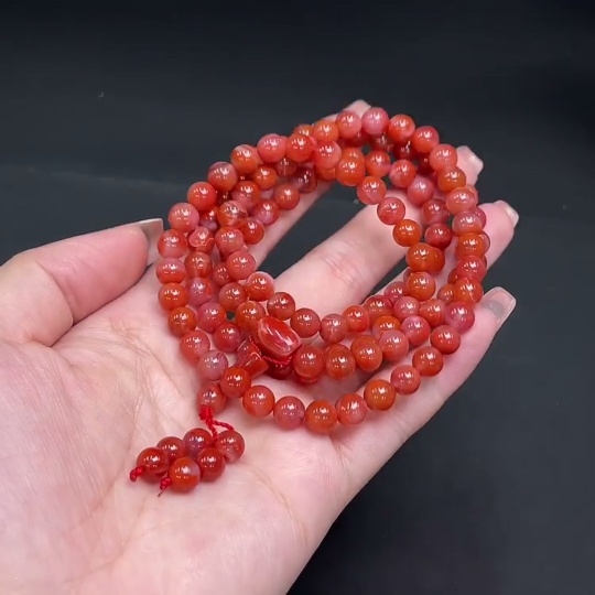 C14530213 South Red Agate Bead Strand, Approx. 47.35g, 6.5mm