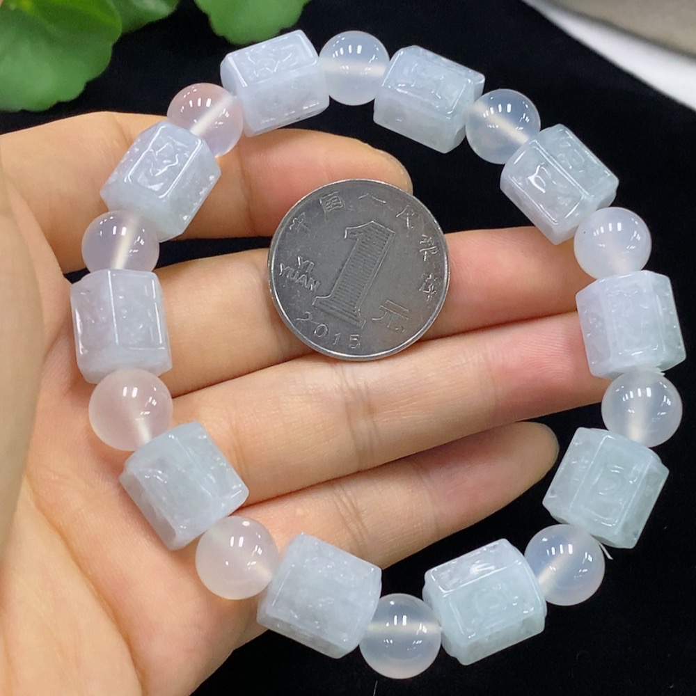 F31599826 Jadeite Bracelet Size 12.4mm Approx. Total Weight 51.22g With Non-A Grade Beads