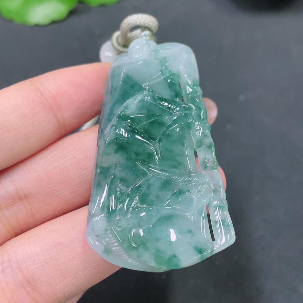 F18059015 Jadeite Bamboo Pendant Total Weight 26.493g