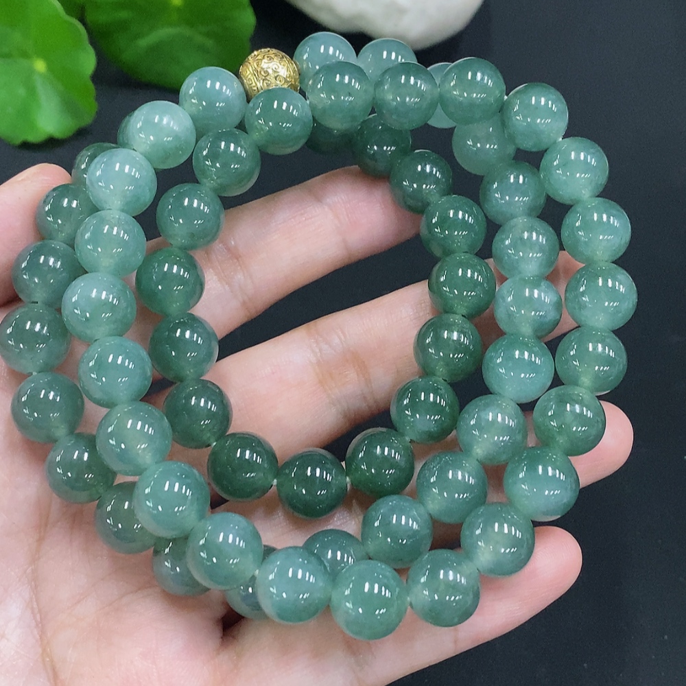 F31685384 Jadeite Bead Necklace Approx. 10.3mm Non-Gold Total Weight Approx. 124.3g