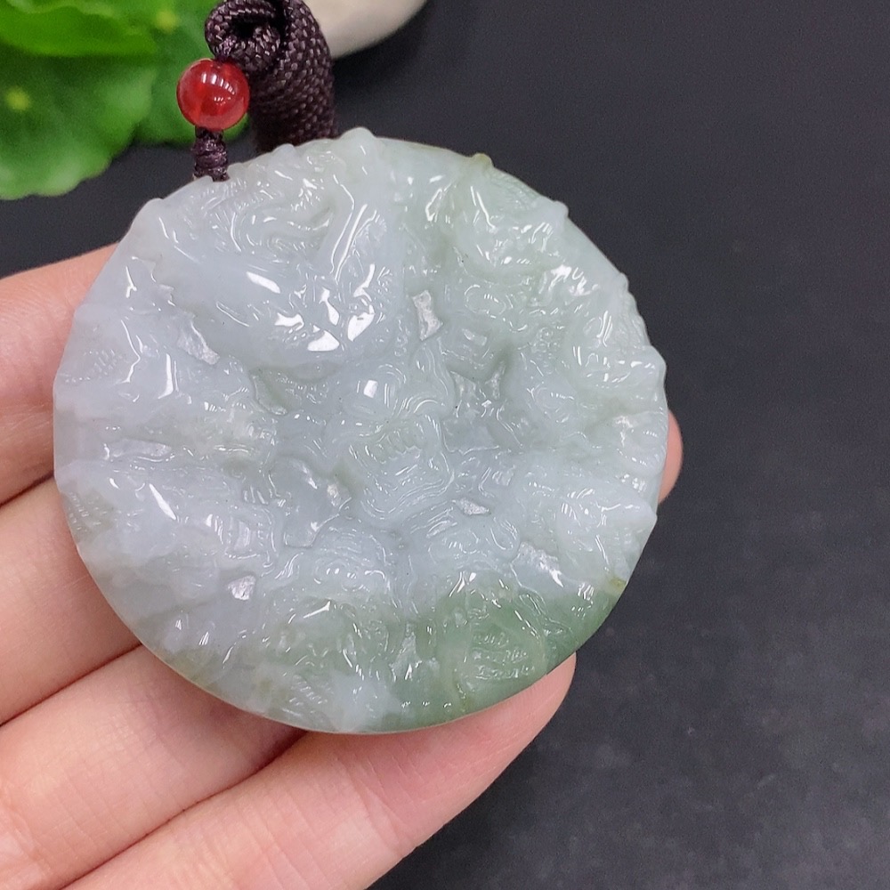 F33877755 Jadeite Nine Dragons Protecting the Master Pendant
