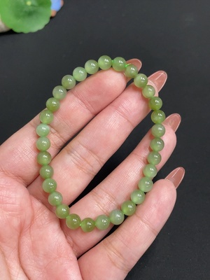 H34074575 Hetian Jade Jasper Bead Bracelet, Approx. 5.9 mm, Total Weight Approx. 10.6g