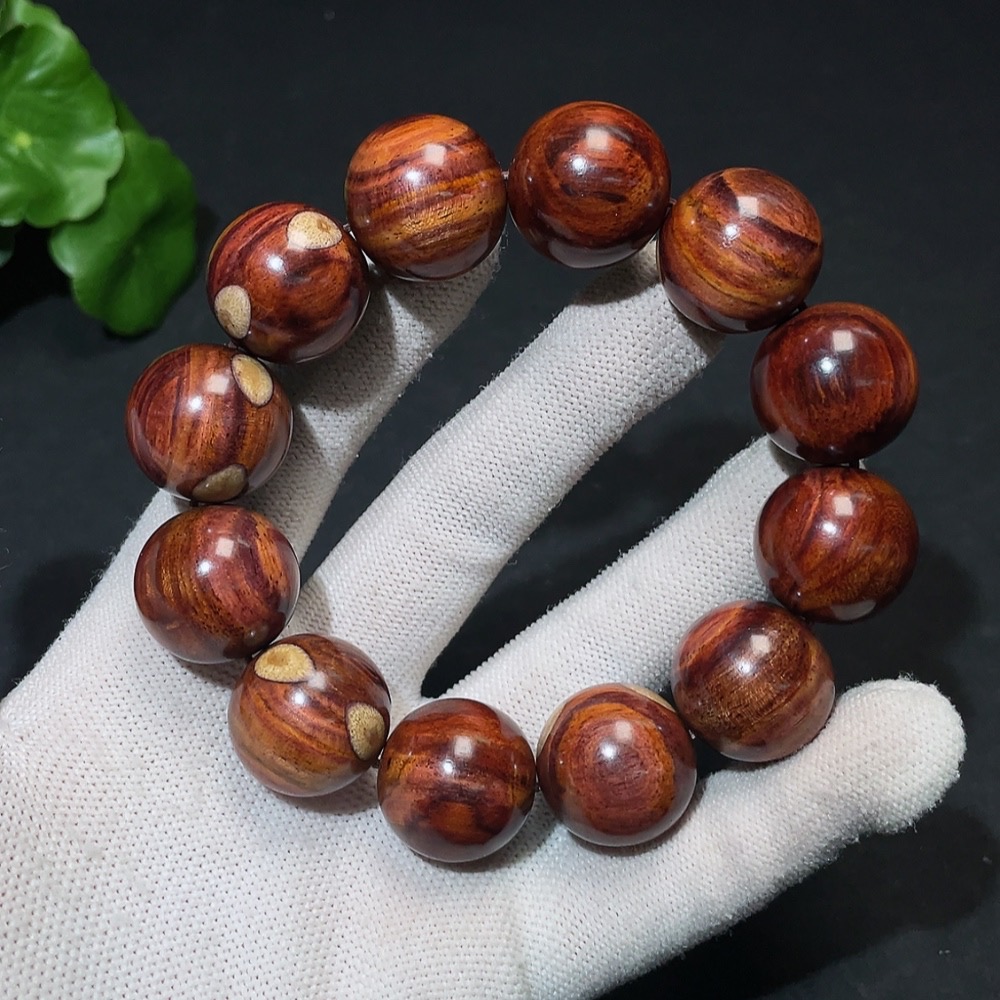 W33936975 Huanghuali Wood Bead Bracelet, Total Weight Approx. 43.7g, Size About 19.6mm
