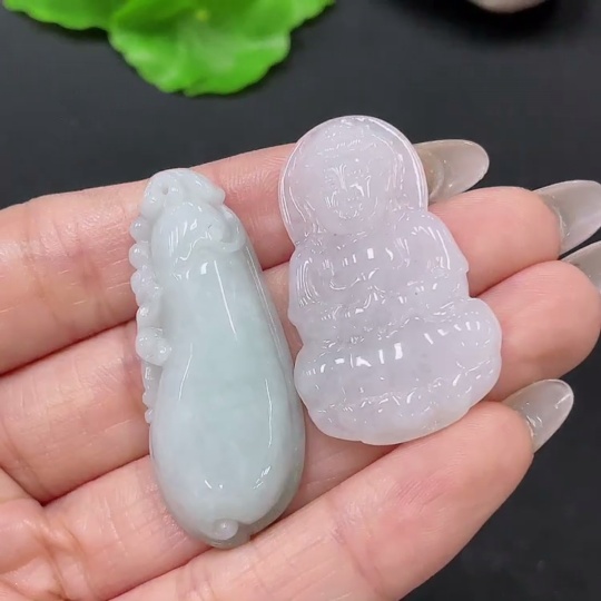 F35138894 Jadeite Pendant Guanyin + Fu Melon Sell as a Lot
