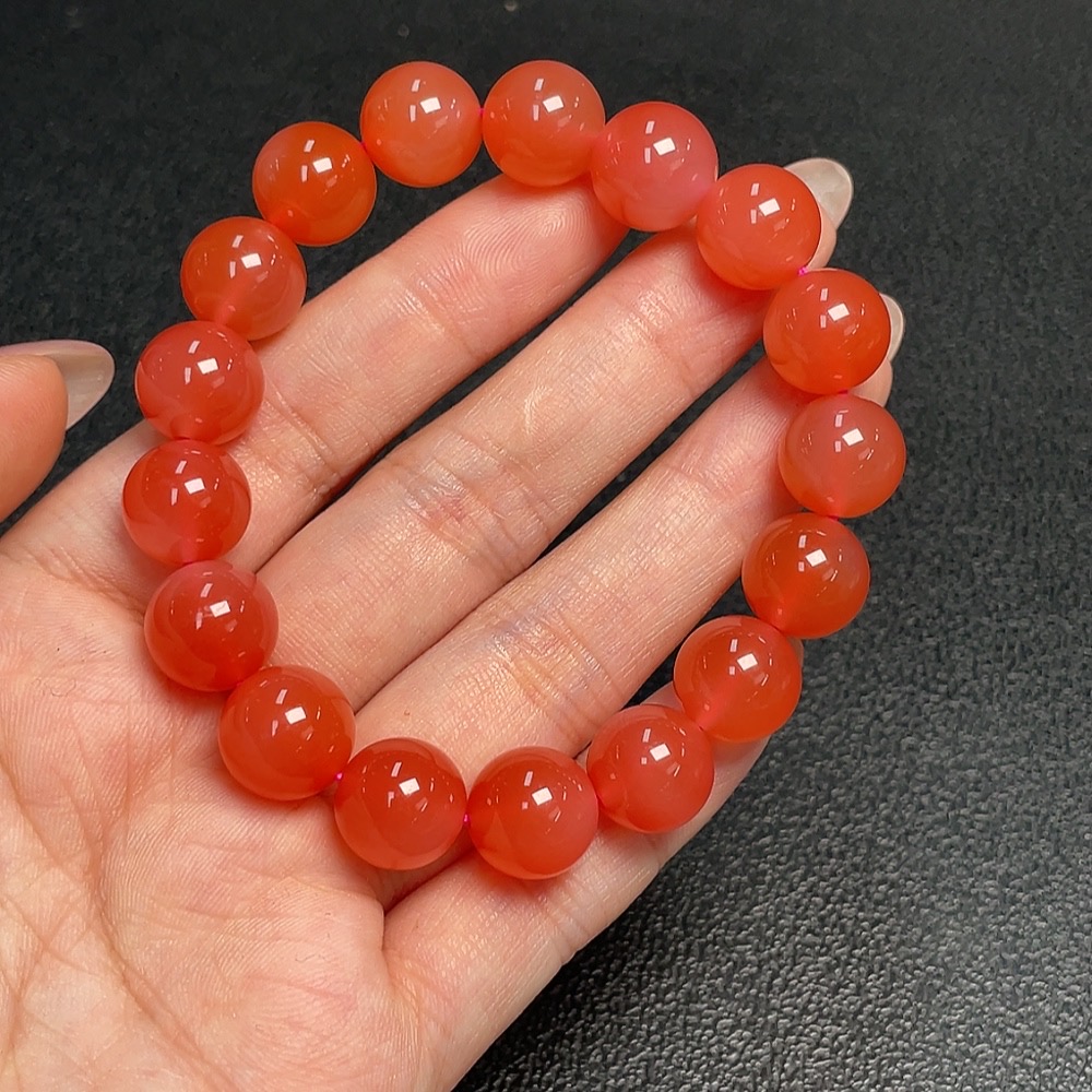 C33921077 South Agate Beaded Bracelet, Total Weight Approx. 36.92g, Size Approx. 11.3mm