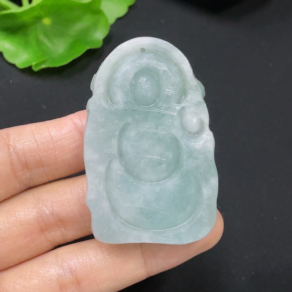F31690571 Jadeite Rough Pendant of God of Wealth, Total Weight: Approx. 29.12g