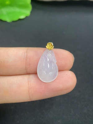 F46515726 翡翠钱袋挂件 18k金扣头 货品总重约1.5g