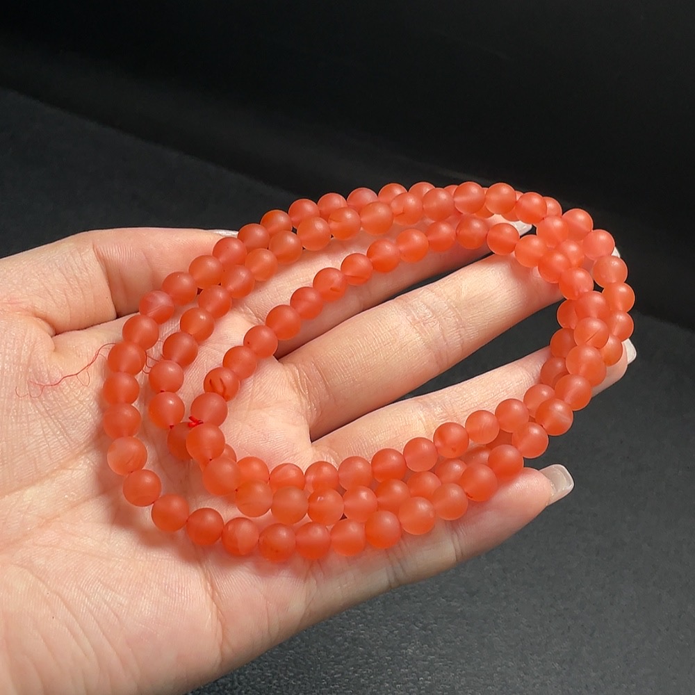 C27133040 South Red Agate Bead Strand Approximately 6.6mm Total Weight About 43.41g Visible Organic Matter