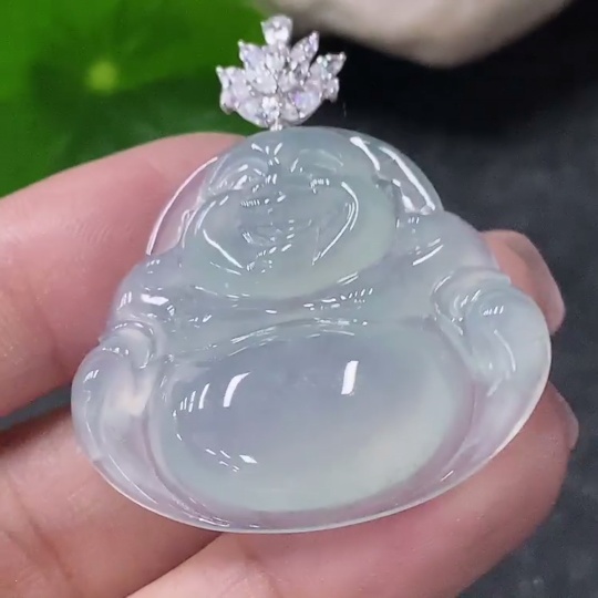 F34010270 Jadeite Pendant Buddha 18k Non-Diamond Total Weight Approx. 8g