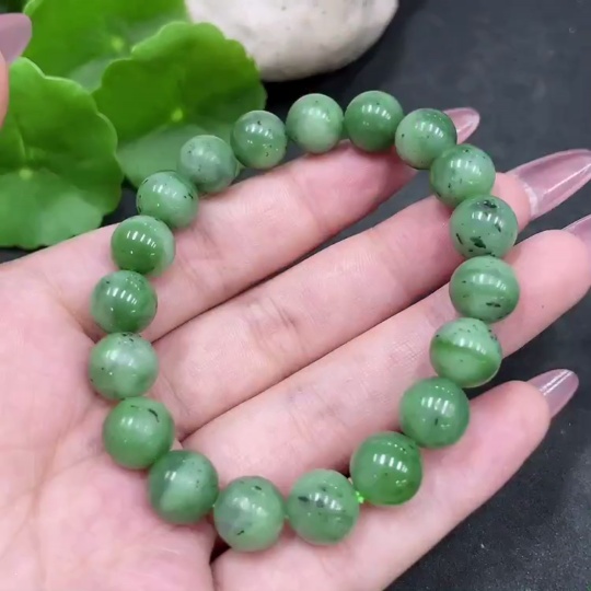 H33896454 Hetian Jade Bracelet Approx. 9.5mm Total Weight Approx. 27.2g