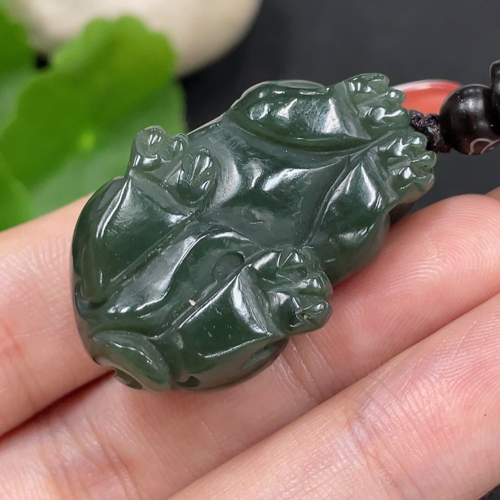 H35112052 Hetian Jade Pendant Pixiu Total Weight (including rope) 24.7g
